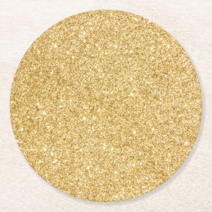 Porta-copo De Papel Redondo Brilho Dourado do falso elegante