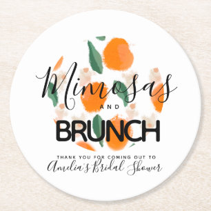 Porta-copo De Papel Redondo Brunch de Mimosa Desenhado à Mão Chá de Noiva