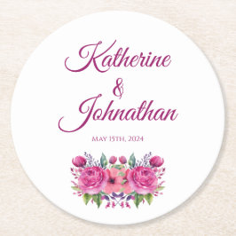 Porta-copo De Papel Redondo Buquê de papel, cor-de-água, cor-de-rosa