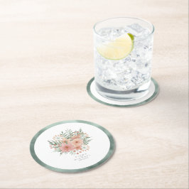 Porta-copo De Papel Redondo Buquê de Watercolor Blush ID654
