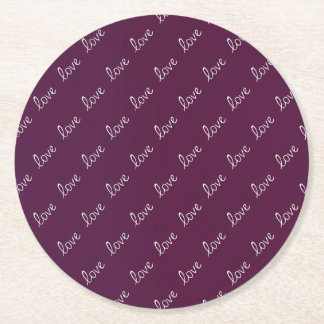 Porta-copo De Papel Redondo Burgundy Plum "Love"