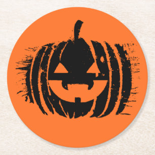 Porta-copo De Papel Redondo Cabeça de Abóbora Ridificante Halloween