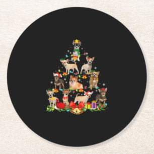 Porta-copo De Papel Redondo Cachorro Passa Presente Chihuahua Árvore Natal Lu