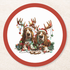 Porta-copo De Papel Redondo Cães de Cães de Caça de Natal
