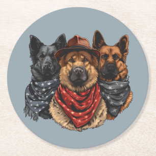 Porta-copo De Papel Redondo Cães German shepherd Do Dia 4 De Julho