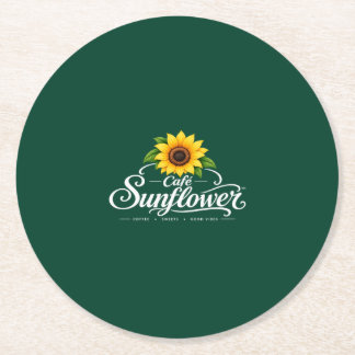 Porta-copo De Papel Redondo Cafe Sunflower Official Paper Coaster