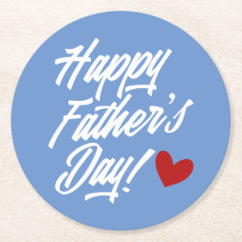 Porta-copo De Papel Redondo Caligrafia simples e feliz do Dia de os pais | POR