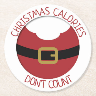 Porta-copo De Papel Redondo Calorias de Natal Papais noeis de roupa vermelha