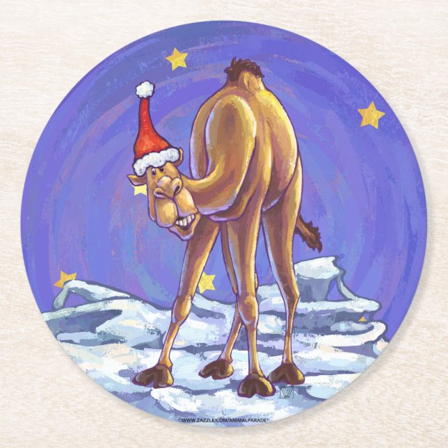 Porta-copo De Papel Redondo Camel Christmas (Frente)