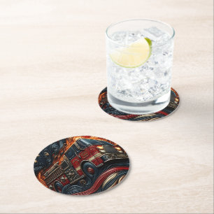 Porta-copo De Papel Redondo Caminhão Clássico sobre Couro Imitativo