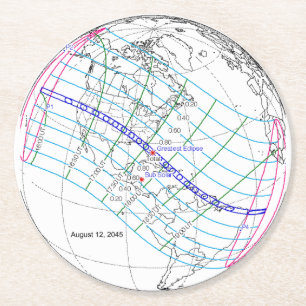 Porta-copo De Papel Redondo Caminho Global do Eclipse Solar 2045