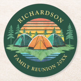 Porta-copo De Papel Redondo Campanha de Reunião Familiar Trip Sunset Green