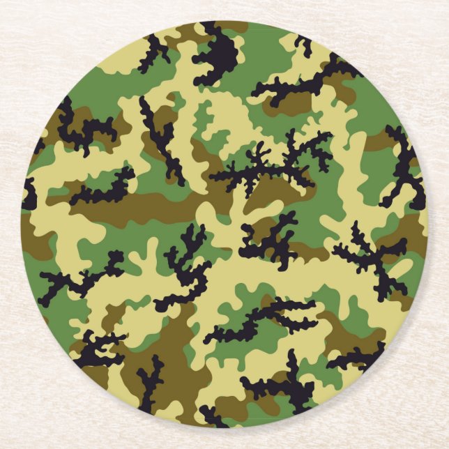 Porta-copo De Papel Redondo Camuflagem florestal (Frente)