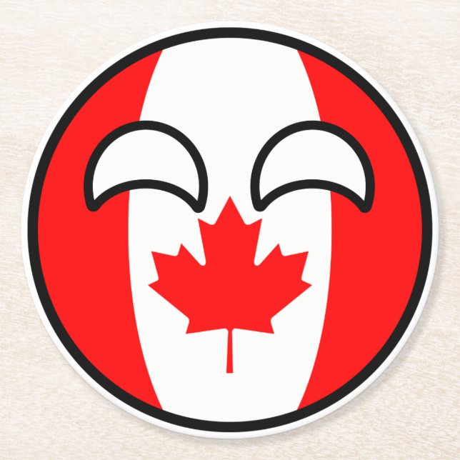 Porta-copo De Papel Redondo Canadá Geeky de tensão engraçado Countryball (Frente)