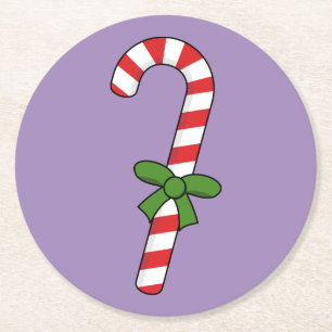 Porta-copo De Papel Redondo Candy Cane com Faixa Verde