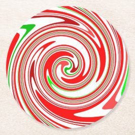 Porta-copo De Papel Redondo Candy Cane Strips Natal Vermelho Verde