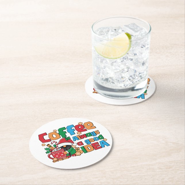 Porta-copo De Papel Redondo Caneca de Café de Natal Com Frases Festivas (Insitu)