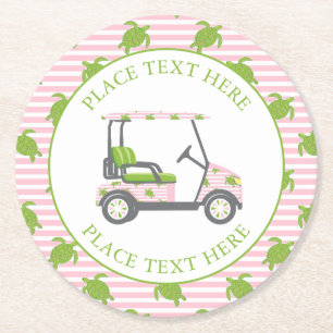 Porta-copo De Papel Redondo Carrinho de Golfe Turtles Preppy