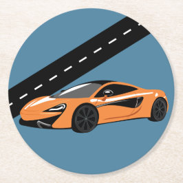 Porta-copo De Papel Redondo Carro desportivo Laranja