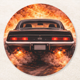 Porta-copo De Papel Redondo Carro Musculoso Inferno Burnout