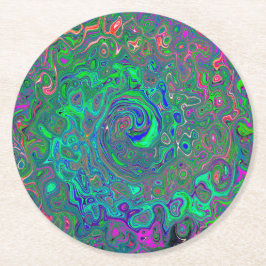 Porta-copo De Papel Redondo Cartela Trippy Chartreuse e Azul Líquido Retro