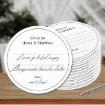 Porta-copo De Papel Redondo Cartões de Conselhos de Casamento | Elegante minim<br><div class="desc">Apresentando nossas Portas copos únicas de Conselhos de Casamento, uma encantadora reviravolta no tradicional livro de convidados que adiciona um toque de charme e praticidade à sua celebração de casamento. Criados como portas copos de papel, esses cartões de conselho servem como um elemento de manutenção e decoração de casamentos de...</div>