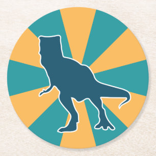 Porta-copo De Papel Redondo Cartoon animal jurássico T-rex do dinossauro color