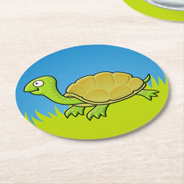 Porta-copo De Papel Redondo Cartoon Turtle (Angulado)
