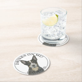 Porta-copo De Papel Redondo Casamento Blue-australiano Cattledog Heeler