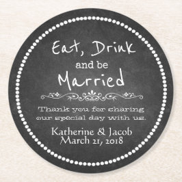 Porta-copo De Papel Redondo Casamento Chalkboard Obrigado A Favor Da Porta cop