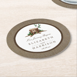 Porta-copo De Papel Redondo Casamento com Árvore de Monograma Russo do País e