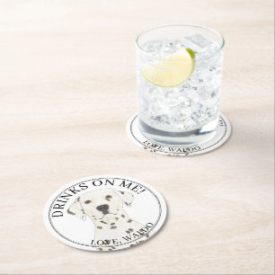 Porta-copo De Papel Redondo Casamento de Cachorro Dalmático Personalizado