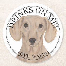 Porta-copo De Papel Redondo Casamento de Cão Vermelho Suave Personalizado