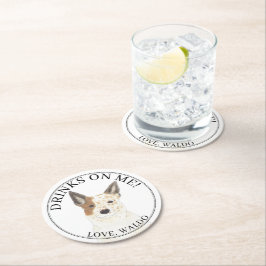 Porta-copo De Papel Redondo Casamento de Cattledog Heeler da Austrália Vermelh