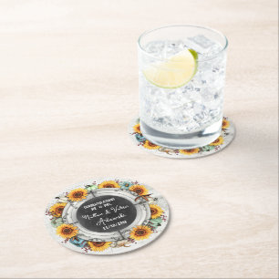 Porta-copo De Papel Redondo Casamento de Fazenda Rústica de Sunflower Pumpkin