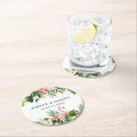 Casamento de Flamingo Floral Tropical Watercolor