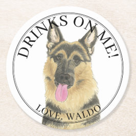 Porta-copo De Papel Redondo Casamento de German shepherd Personalizado
