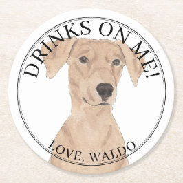 Porta-copo De Papel Redondo Casamento de Pinscher Alemão Personalizado