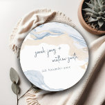 Porta-copo De Papel Redondo Casamento de praia costeira de bege azul Elegante<br><div class="desc">Para qualquer outra personalização ou qualquer outro item correspondente,  entre em contato comigo em yellowfebstudio@gmail.com</div>