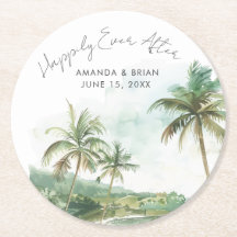 Casamento de Praia de Watercolor Feliz Nunca Depoi