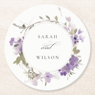 Porta-copo De Papel Redondo Casamento de Terra Floral do Elegante Rustic Meado