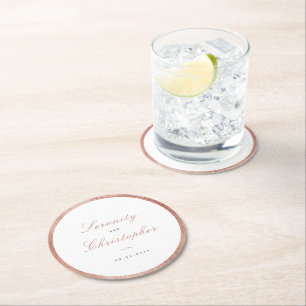 Porta-copo De Papel Redondo Casamento Minimalista da Elegância Clássica rosa D