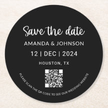Casamento Minimalista Negro Salve o Código QR de D