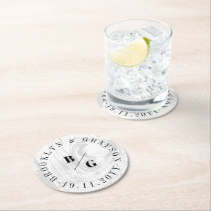 Porta-copo De Papel Redondo Casamento no inverno Quic de Textura de Madeira Rú