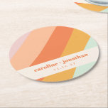 Porta-copo De Papel Redondo Casamento Personalizado De Arte Geométrica De Past<br><div class="desc">Porta copos de Papel Retro Pastel Geométrico de Casamento Personalizado</div>