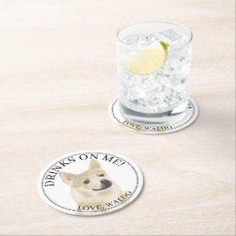 Porta-copo De Papel Redondo Casamento Personalizado de Buhund Dog Norueguês