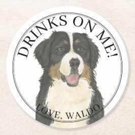 Porta-copo De Papel Redondo Casamento Personalizado de Cães de Montanha Bernes