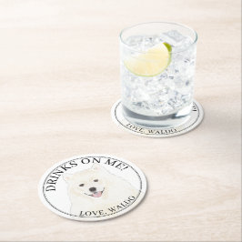 Porta-copo De Papel Redondo Casamento Personalizado De Cão Samoyed Eskimo Amer
