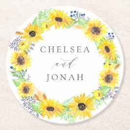 Porta-copo De Papel Redondo Casamento Personalizado de Flores