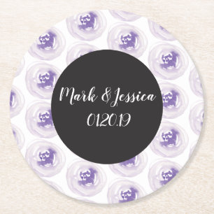 Porta-copo De Papel Redondo Casamento Púrpura De Mola Floral